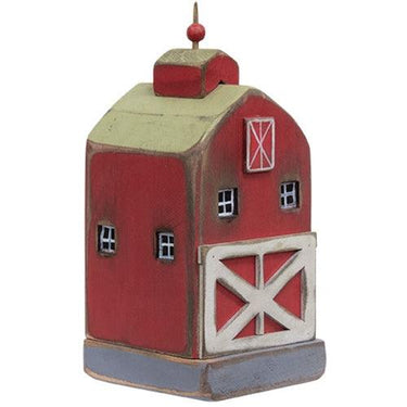 Antiqued Red Barn Wooden Sitter - The Fox Decor